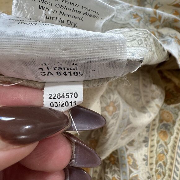 Pottery Barn Blythe Paisley Gold Ivory X2 Standard Pillow Shams Organic Cotton - Picture 12 of 12